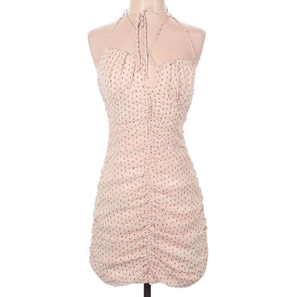 Cotton Candy LA Tan Ruched Mini Dress - Picture 3 of 7